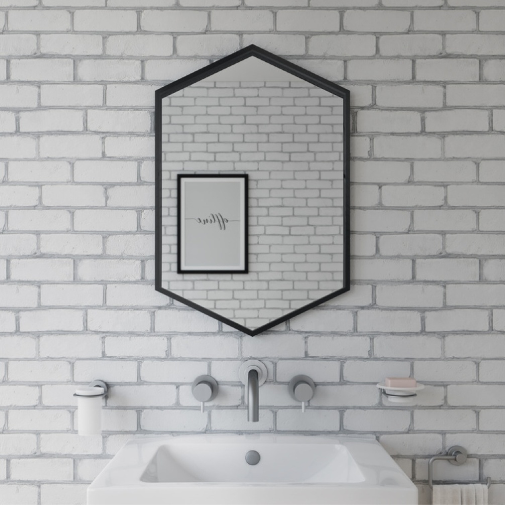 Product Lifestyle image of Origins Living Docklands Black Hexagonal Mirror